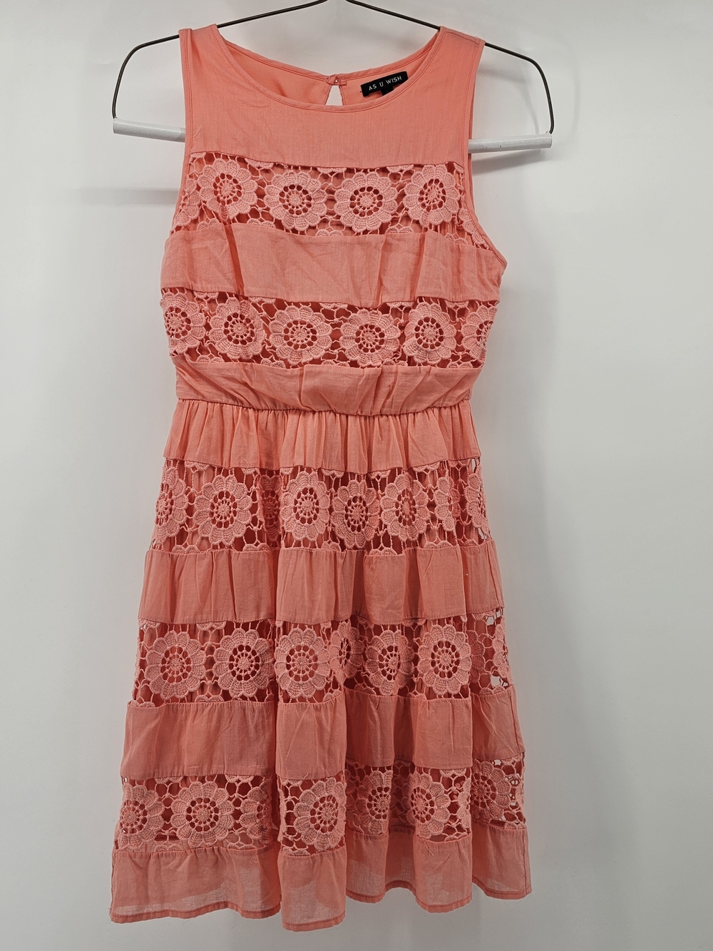 As U Wish Coral-Peach Knit Dress Size 3